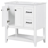 ZUN 30" Bathroom Vanity without Sink Top, Cabinet Base Only, Vanity with Multi-Functional Drawer, White WF310865AAK