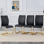 ZUN Luxury Simple Arch Chair - Set of 4 BLACK PU Material High Resilience Dining Chair with Arched Metal W1151P154872