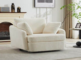 40.55''W Swivel Accent With 2 Thorw Pillows 360 Degree Swivel Round Sofa Modern Oversized Arm W1298P202213