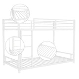 Metal Twin over Twin Bunk Bed/ Heavy-duty Sturdy Metal/ Noise Reduced/ Safety Guardrail/No Box W1935P235016