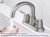 Bathroom Faucet Brushed Nickel 2-Handle Bathroom Sink Faucet 360 Degree High Arc Swivel Spout 60669503