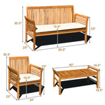 ZUN 4-piece patio furniture set Outdoor Acacia wood sofa furniture with cushion white 42065091