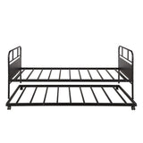 Metal Daybed Platform Bed Frame with Trundle Built-in Casters, Twin MF189577AAB