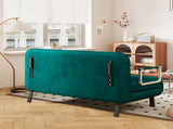 velvet Antique Green 55 Convertible Chair Bed, Tri-Fold Sofa Bed with Adjustable Backrest & Pillow, W1767P192809