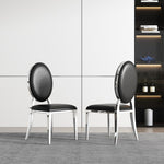 ZUN Leatherette Dining Chair Set of 2, Oval Backrest Design and Stainless Steel Legs 60238339