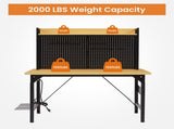 48''Adjustable Workbench with pegboard, Heavy Duty Wooden Desktop Workbench with Wheels, 1600 lb. W1162P223029