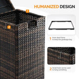 Wicker Patio Trash Bin, 33 Gallon Rattan Trash Can with Lid for Porch Backyard Deck Patio Poolside, 78050334