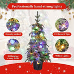 ZUN Lighted Candy Christmas Tree Set of 2, 3ft Artificial Tree with Warm White Lights, Christmas Tree N710P181804Z