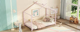 Twin Size Metal House Platform Bed, Pink MF322835AAH