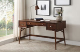 ZUN Brown Finish Stylish Writing Desk Storage Drawers Nickel Knob Hardware Walnut Veneer Wood Furniture B01146475