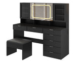 Large Vanity Table Set with LED Lighted Mirror, Vanity Desk with Charging Station, Makeup Table with 73192852