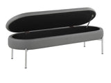 Contemporary Storage Bench in Chrome Metal and Grey Faux Leather B202P223834