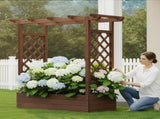 43.5*17.5*44.5 In Fir With Arched Lattice Raised Garden Bed Wooden Planting Frame Carbonized 48982866