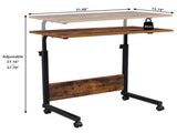 Rolling Desk Adjustable Height Mobile Side Table with Wheels Retro P2 Chipboard Steel 31.5x15.7in 96096727