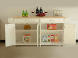 Kitchen Island & Kitchen Cart, Mobile Kitchen Island, Rubber Wood Top, Big & Adjustable Shelf Inside 65915500