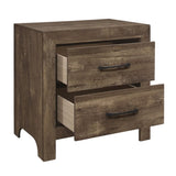 Simple Look Rustic Brown Finish 1pc Nightstand of Drawers Black Metal Hardware Bedroom Furniture B01153389