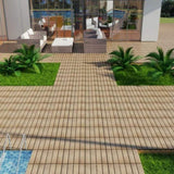 Patio Floor Tiles Pack of 22 WPC Wood-Plastic Composite Patio Deck Tiles DIY Interlocking Decking W206P201290