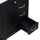 ZUN 30" Bathroom Vanity with Sink, One Package, Black Bathroom Cabinet with Drawers, Solid Frame and MDF N725P192829B