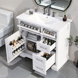 36" Bathroom Vanity Set with Ceramic Undermount Sink, 2 Tip-Out Drawers & Soft-Close Hinges, White W2896P318472