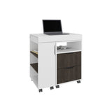 Extendable Desk, 2 Drawers, 4 Shelves, 4 Wheels B097P296841