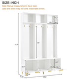 ON-TREND Modern Large Storage Hall Tree with Bench, Multi-functional Storage Bench with High Gloss N721P180460K