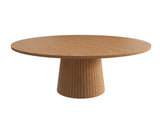 47 inch Round MDF Dining Table for 4, Modern Farmhouse Kitchen Table with Wood Strip Base, Oak 19836967