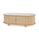 MDF ELEGANT LONG OVAL STORAGE SIDE TABLE WITH RETRO CHARM, NATURAL COLOR N770P281568N