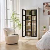 71.2'' Tall Display Cabinet with Glass Doors, Rustic Style China Cabinet, Curio Cabinet for N845P272501B