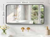 Anti-Fog Bathroom Wall Mirror 22" x 30" Shatterproof Mirror with Rectangular Metal Frame, Black 01406239