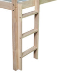 ZUN Twin Low Loft Bed with Slide, Ladder, Safety Guardrails, Rubber Wood Twin Loft Bed,White Oak W504P218527