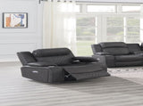 Power Motion Recliner Chair 1pc Chair Contemporary Charcoal Color Gel Leatherette Storage Arms w Cup B011P162630