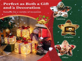3-Piece Flocked Christmas Gift Boxes - 60 Warm-White LEDs, Timer Function, WhiteRed Festive Decor 84994515
