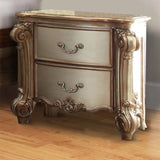 2 Drawers Wooden Nightstand in Gold Patina Finish B016P253224
