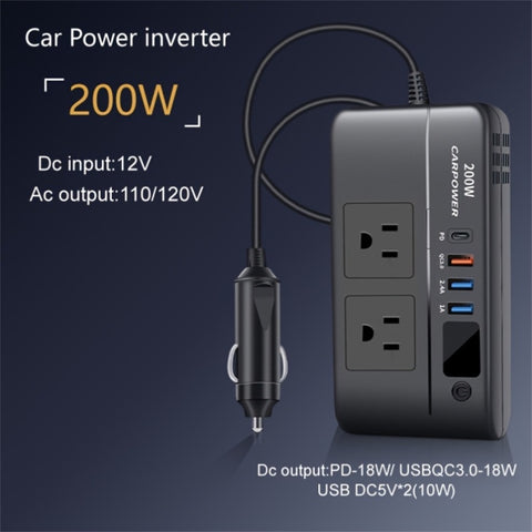 ZUN Multi Bulton Socket Car Inverter Mulifunctional Car Power Converter Socket -12V To 220V 21791043