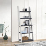 ZUN 5-Tier Shelves,Bookshelf, Storage Rack, Bookcase with Rubber Wood Frame, Ladder Shelf for Living W2582P195346