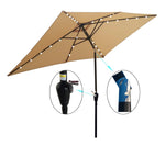 ZUN 10 x 6.5t Rectangular Patio Solar LED Lighted Outdoor Market Umbrellas with Crank and Push Button 86484351