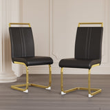 ZUN Modern Dining Chairs,PU Faux Leather High Back Upholstered Side Chair with C-shaped Tube. Plating 00421140