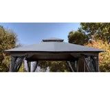 10x10 Ft Patio Double Roof Gazebo Replacement Canopy Top Fabric, Gray W419101851
