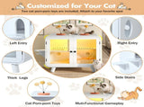 Cat Hidden Litter Box Enclosure with RGB LED Light, Cat House with Stairs and Cat Pom-pom Toys for N704P419240K