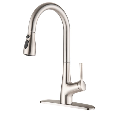 ZUN Single Handle Pull Down Kitchen Sink Faucet Brushed Nickel JYBC941BN