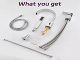 Waterfall Bathtub Faucet with Sprayer, 3-Hole Roman Filler with Hand Shower Deck Mount Waterfall W1224P206180