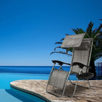 ZUN Infinity Zero Gravity Chair with Awning Outdoor Lounge Patio Chairs with Pillow and Utility Tray 10697980