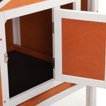 ZUN 2-Story Wooden Rabbit Hutch Bunny Cage, Chicken Coop, Pet House for Small Animals, Orange + White W2181P151907