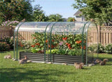 3-in-1 Raised Garden Bed with Greenhouse Cover 130 Gal Galvanized Metal Planter Box - Black 72350919