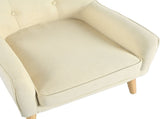 Mid-Century Modern Armchair - Tufted Fabric Accent Chair with Solid Wood Legs for Living Room, N767P419113B