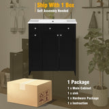 ZUN 30-Inch Black Bathroom Vanity with Ceramic Sink Combo, Abundant Storage Cabinet - 2 Soft-close Doors WF532032AAB