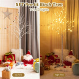 White 5FT LED Birch Tree - Lifelike Bark 72 Lights Flexible Branches 7.2ft Cord for Christmas 19442660