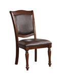 ZUN Luxurious Traditional Dining Chairs Brown Cherry Solid wood Espresso Leatherette Seat Set of 2pc B011115504