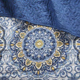 ZUN 6 Piece Reversible Quilt Set with Throw Pillows Blue Full/Queen B03597623