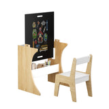 Kids Table Set with One Chair, Multifunctional Wooden Children Study Table-Convertible Tabletop for 58011594